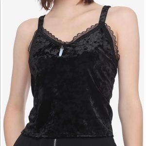 Hot Topic Velvet & Crystal Strappy Crop Tank Top